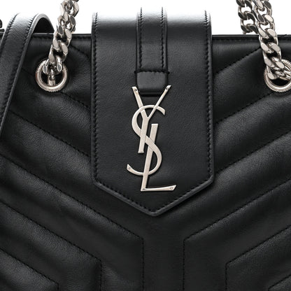 Saint Laurent Calfskin Y Quilted Monogram Small Loulou Shopper Black 9 of 11