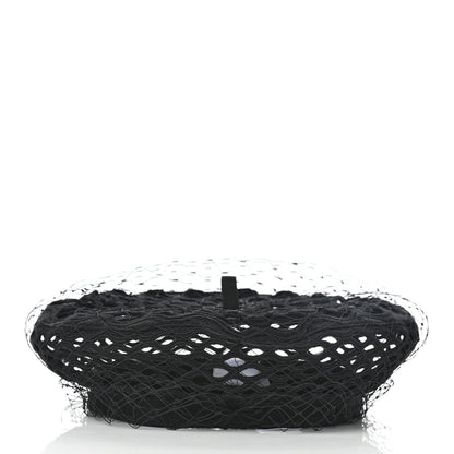 Christian Dior Mesh Arty Veil Beret 58 Black 6 of 9