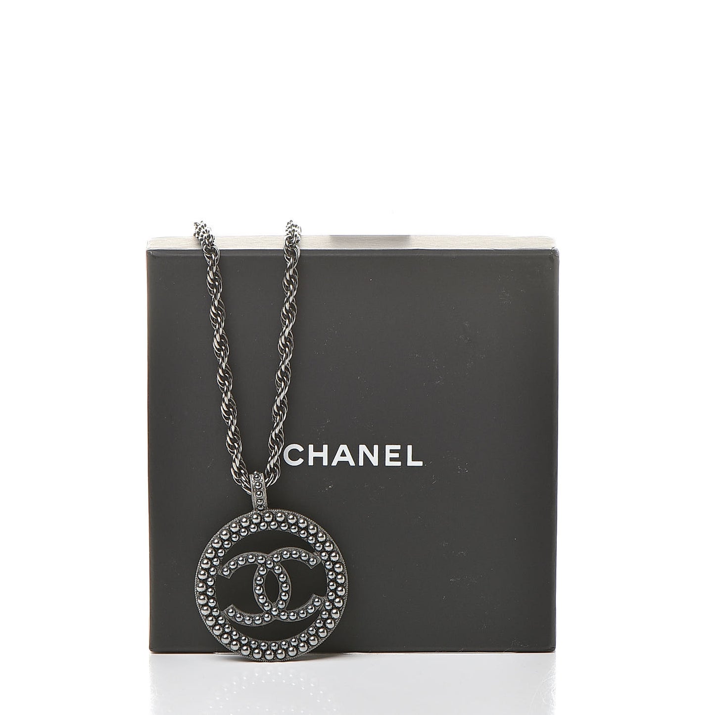 Ruthenium Pearl CC Short Necklace Dark Grey