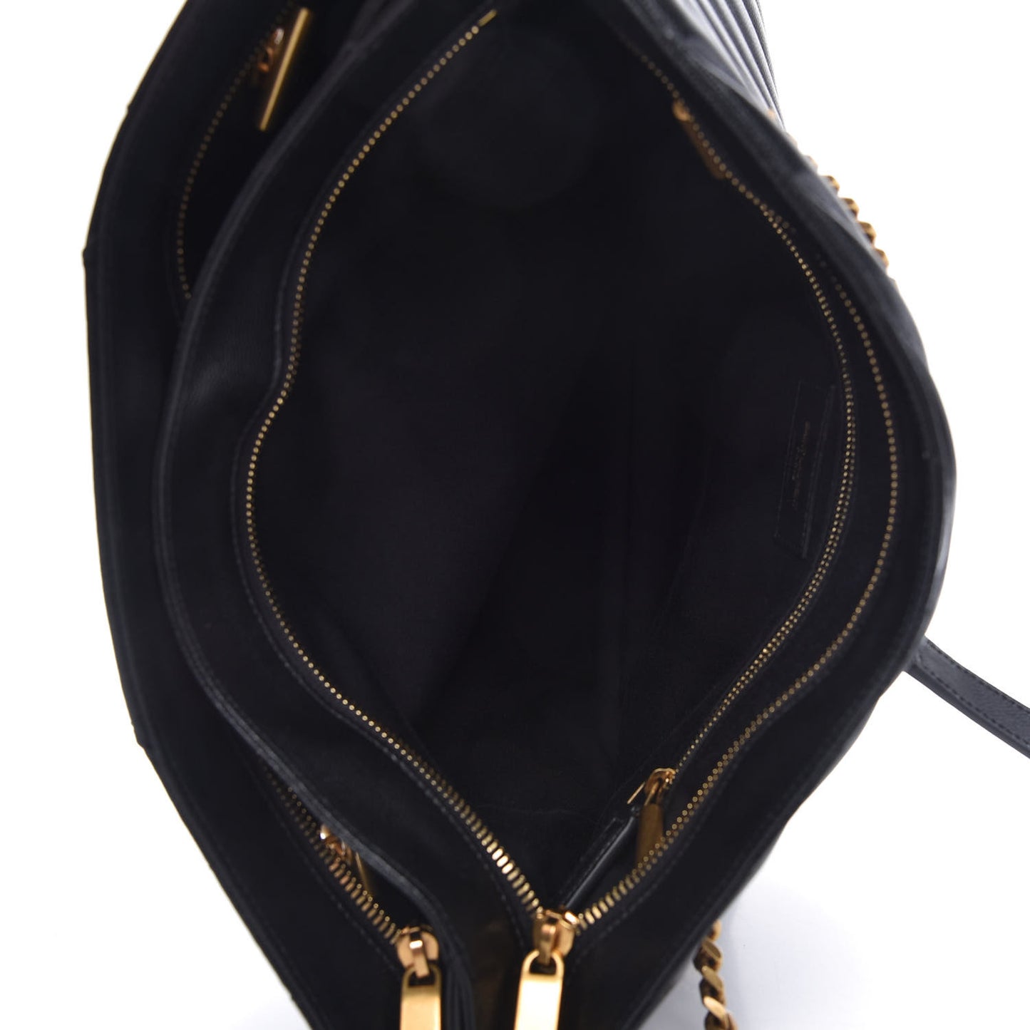 Grain De Poudre Matelasse Chevron Medium Tribeca Shopping Bag Black