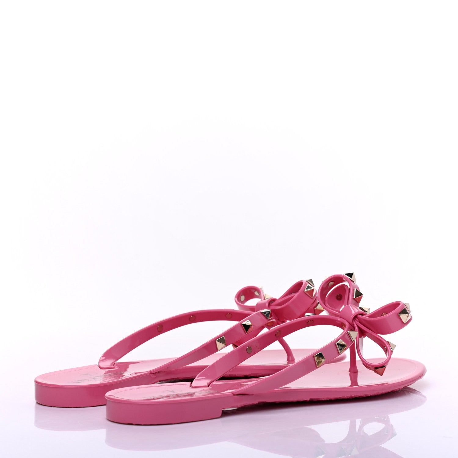 Valentino Garavani PVC Jelly Rockstud Bow Thong Sandals 38 Pink 4 of 9