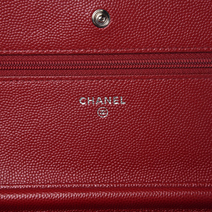 Chanel Caviar Quilted Wallet on Chain WOC Red 8 of 11