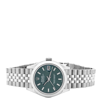Rolex Stainless Steel 18K White Gold 31mm Oyster Perpetual Datejust Watch Mint Green 278274 2 of 5