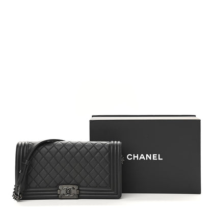 Chanel Calfskin Quilted Boy Clutch With Removable Chain So Black 12 of 12
