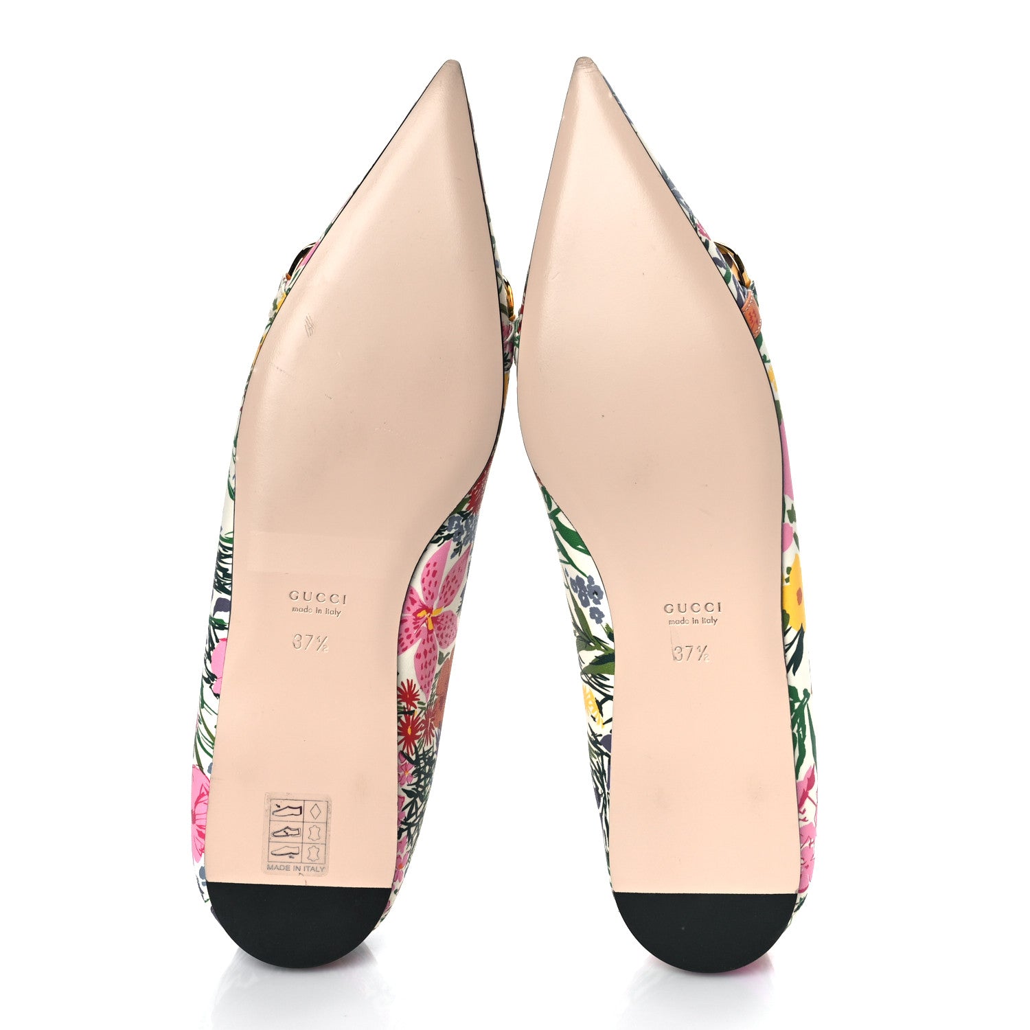 Gucci X KEN SCOTT Canvas Infinity Giardino d Apri Deva Horsebit Chain Embellished Flats 37.5 Ivory Pink 7 of 9