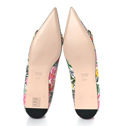 Gucci X KEN SCOTT Canvas Infinity Giardino d Apri Deva Horsebit Chain Embellished Flats 37.5 Ivory Pink 7 of 9