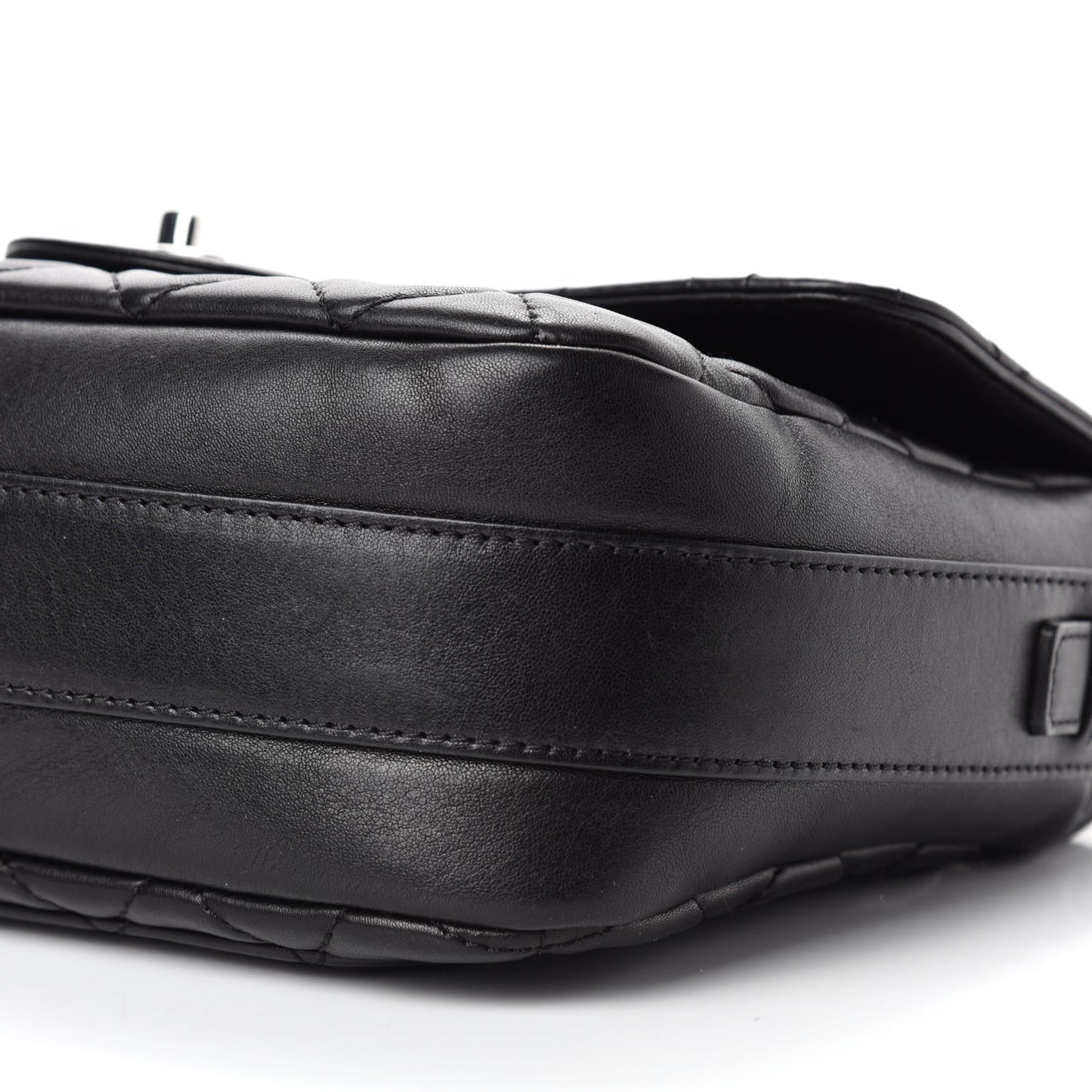 Lambskin Quilted Messenger Bag Black