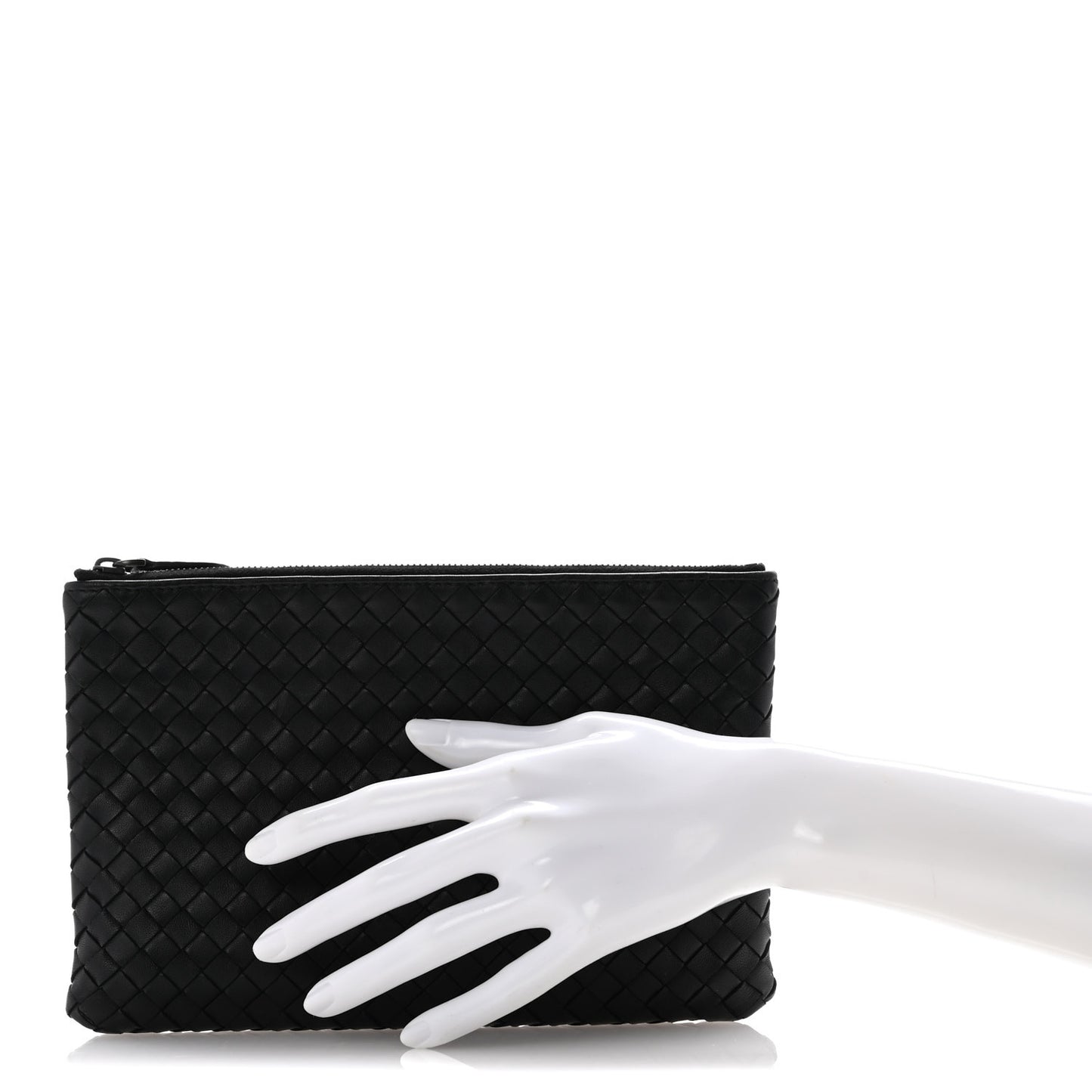 Nappa Intrecciato Flat Zip Pouch Black