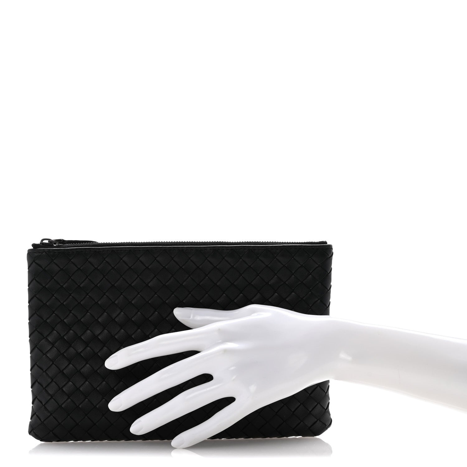 Bottega Veneta Nappa Intrecciato Flat Zip Pouch Black 2 of 12