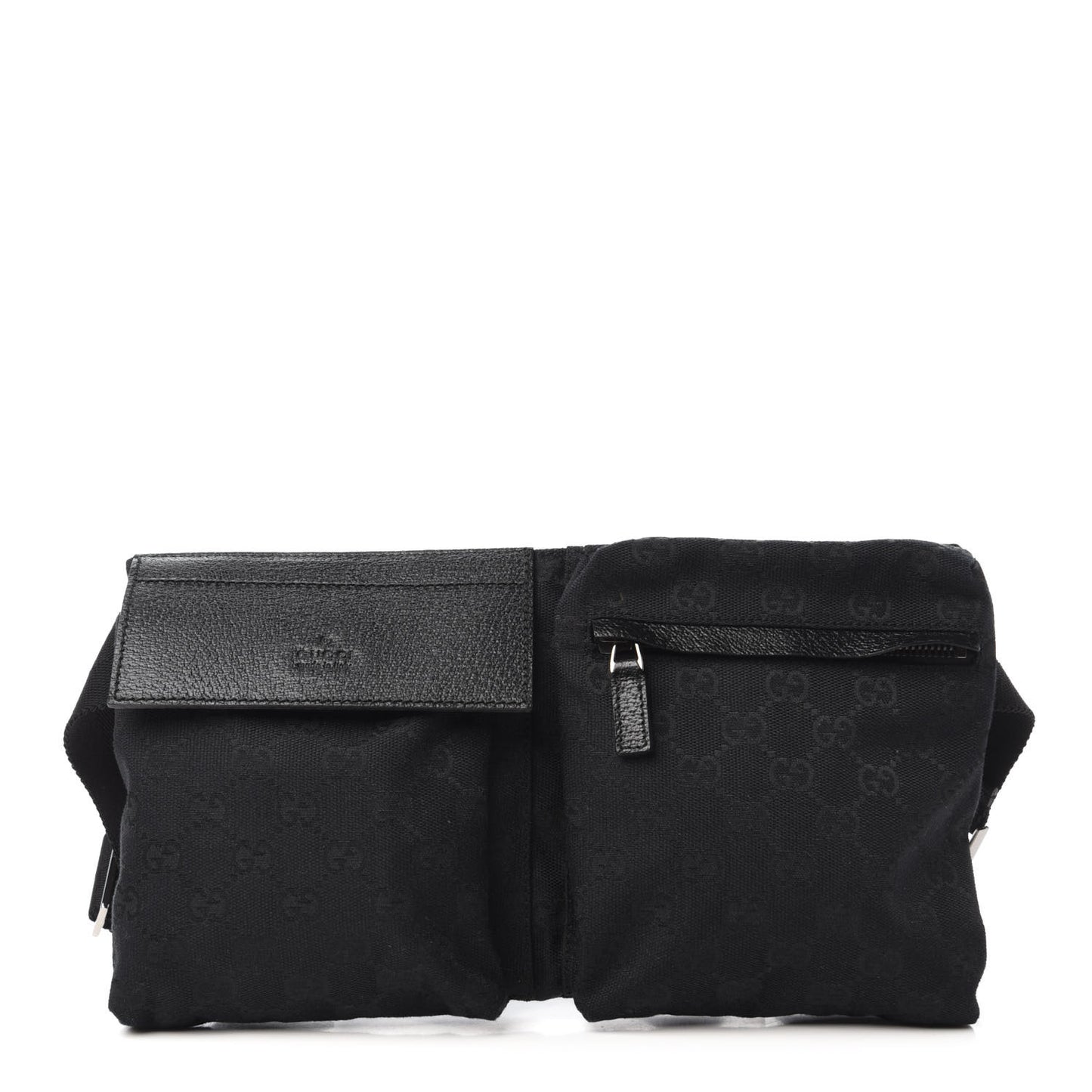 GG Monogram Double Pocket Belt Bag Black