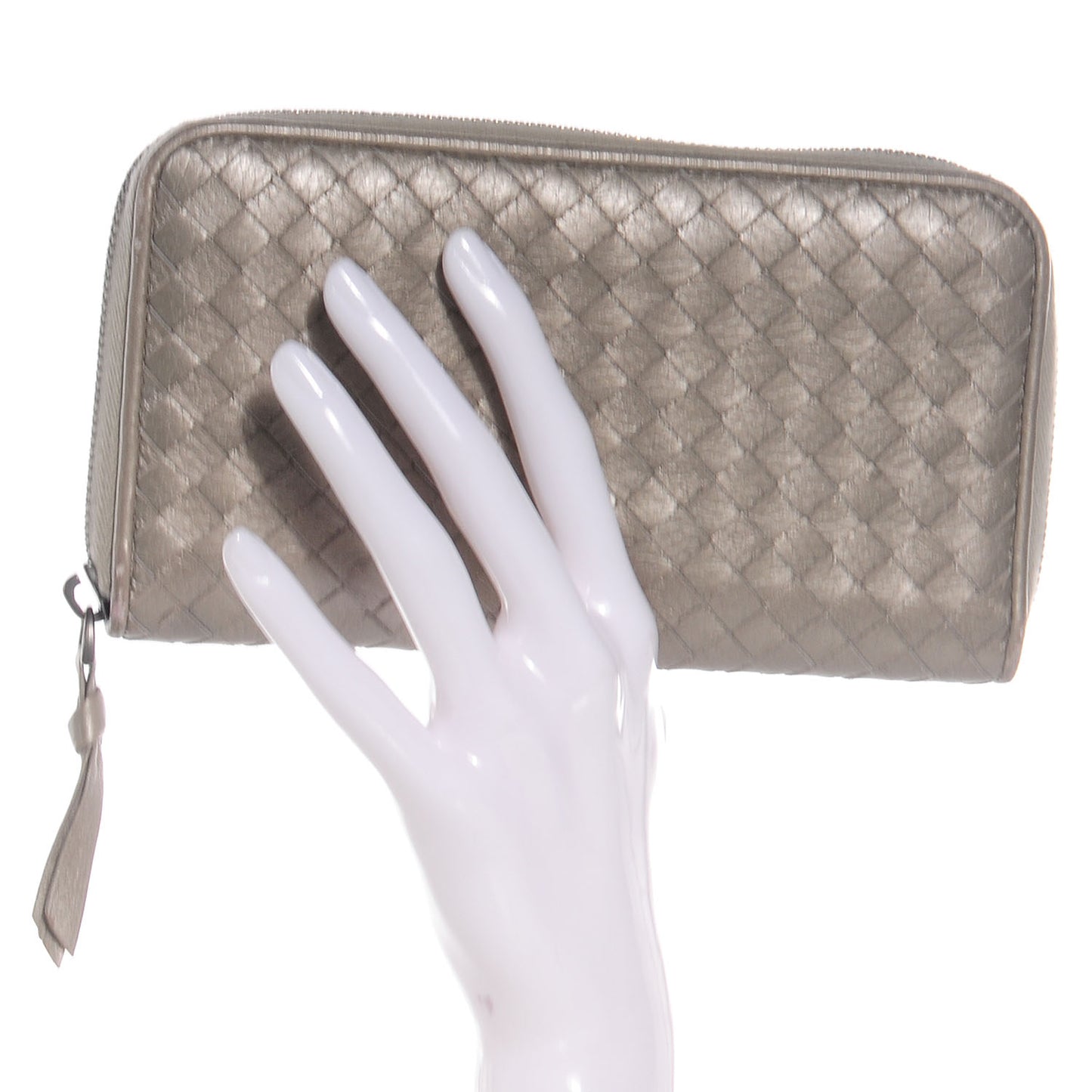 Cervo Metal Intrecciato Zip Around Wallet
