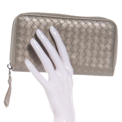 Bottega Veneta Cervo Metal Intrecciato Zip Around Wallet 2 of 8