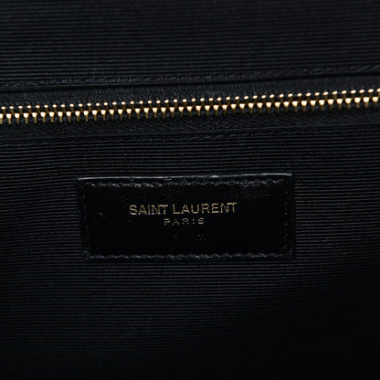 Saint Laurent Grain De Poudre Matelasse Chevron Large Monogram Satchel Black 7 of 7