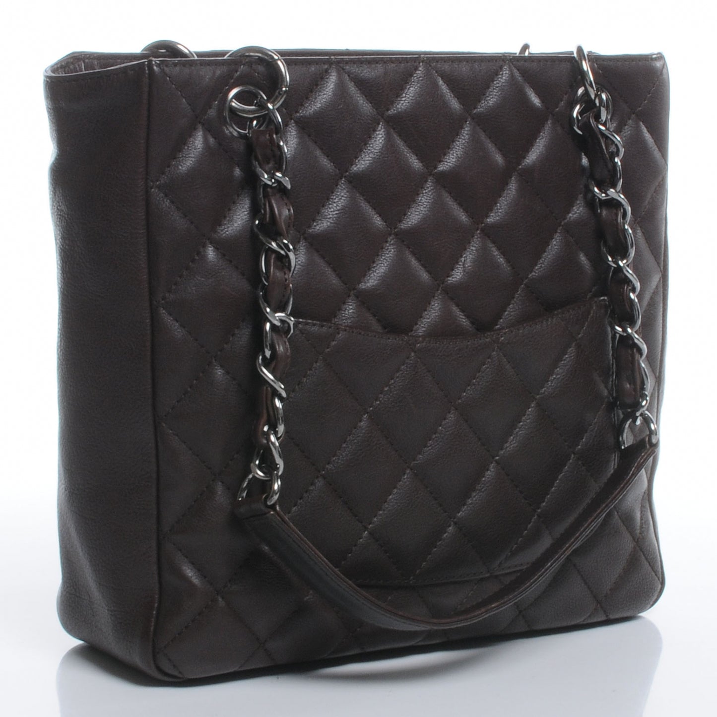 Calfskin Petit Shopping Tote PST Dark Brown