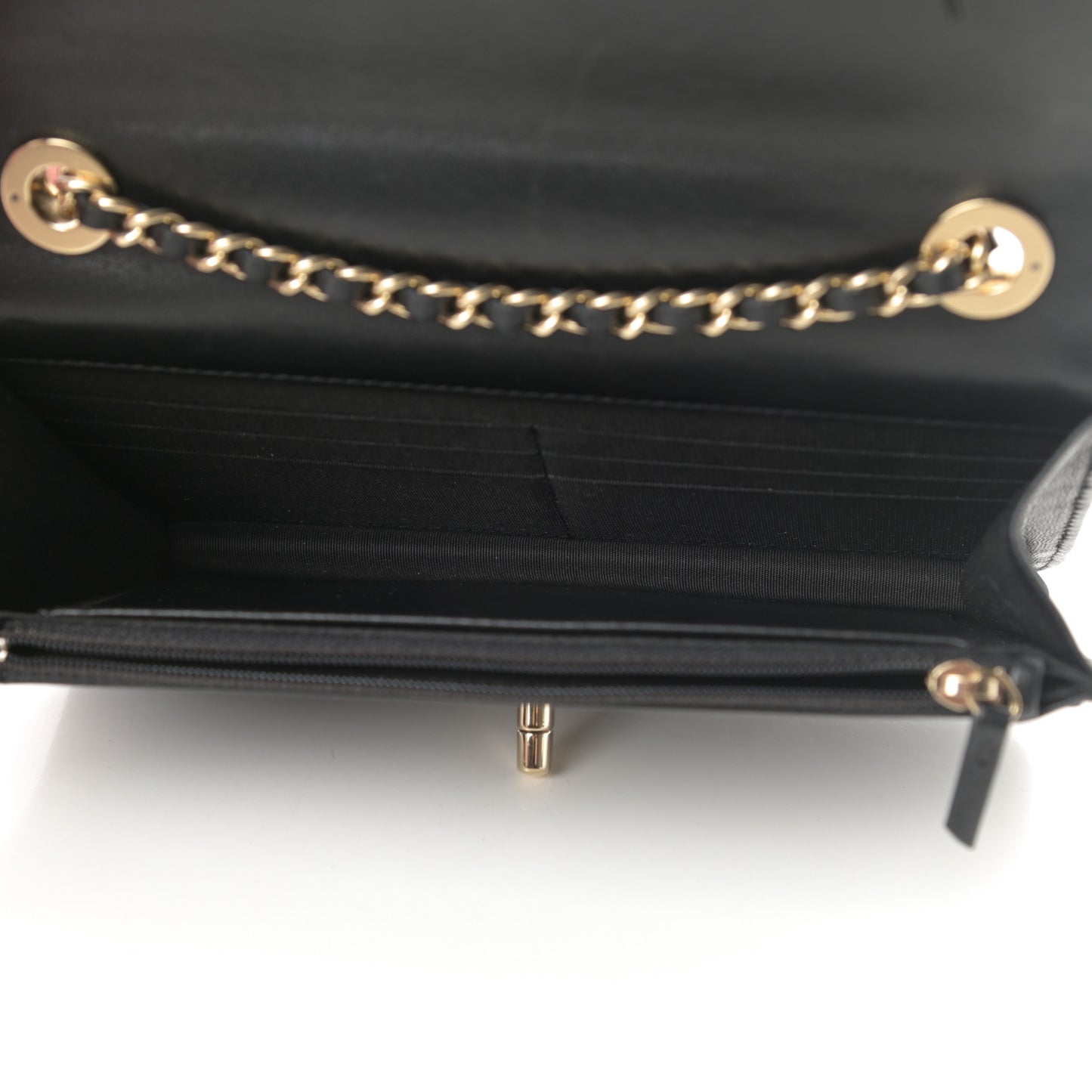 Lambskin Quilted Trendy CC Wallet On Chain WOC Black