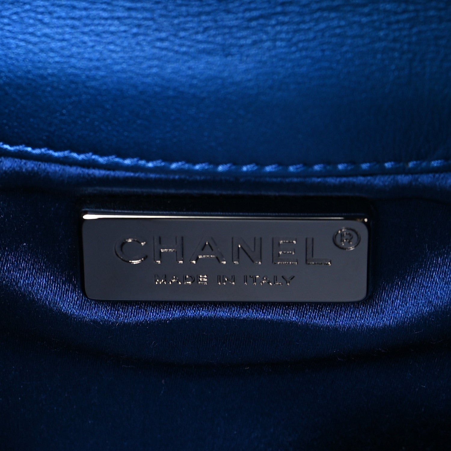 Chanel Metallic Patent Calfskin Quilted Metal Handle Clutch Blue 6 of 10