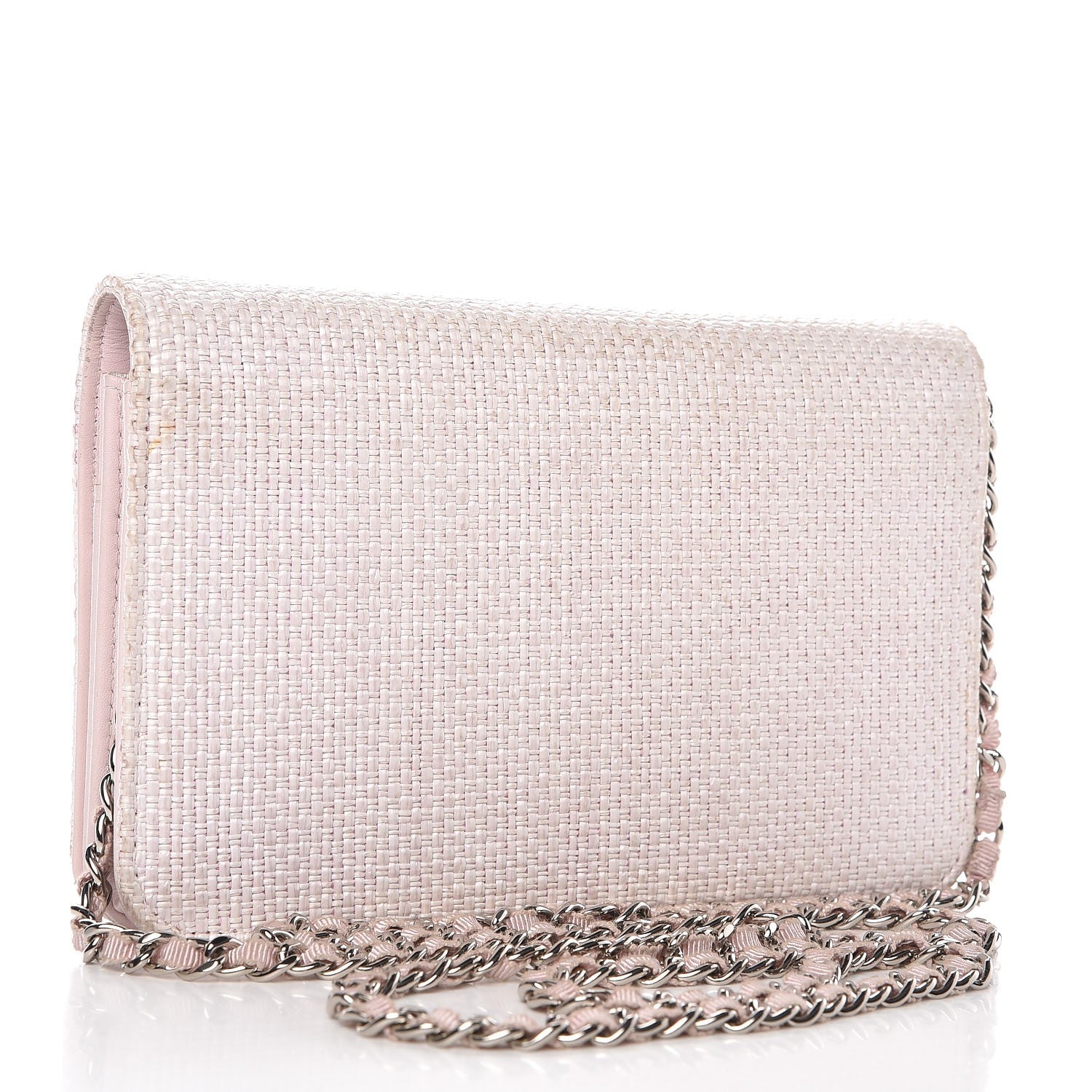 Chanel Woven Straw Deauville Wallet on Chain Pink 3 of 11