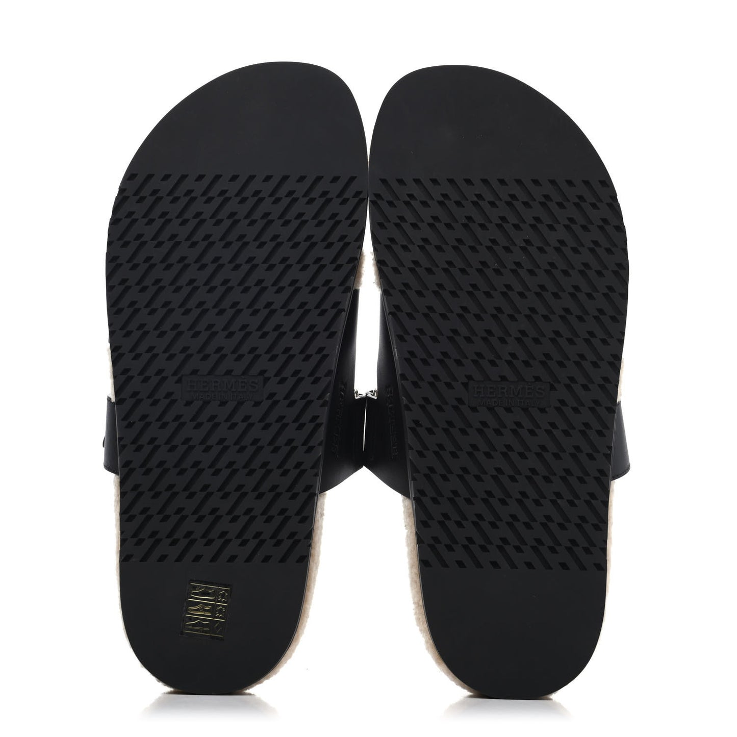 Calfskin Woolskin Mens Chypre Sandals 43 Black Ecru