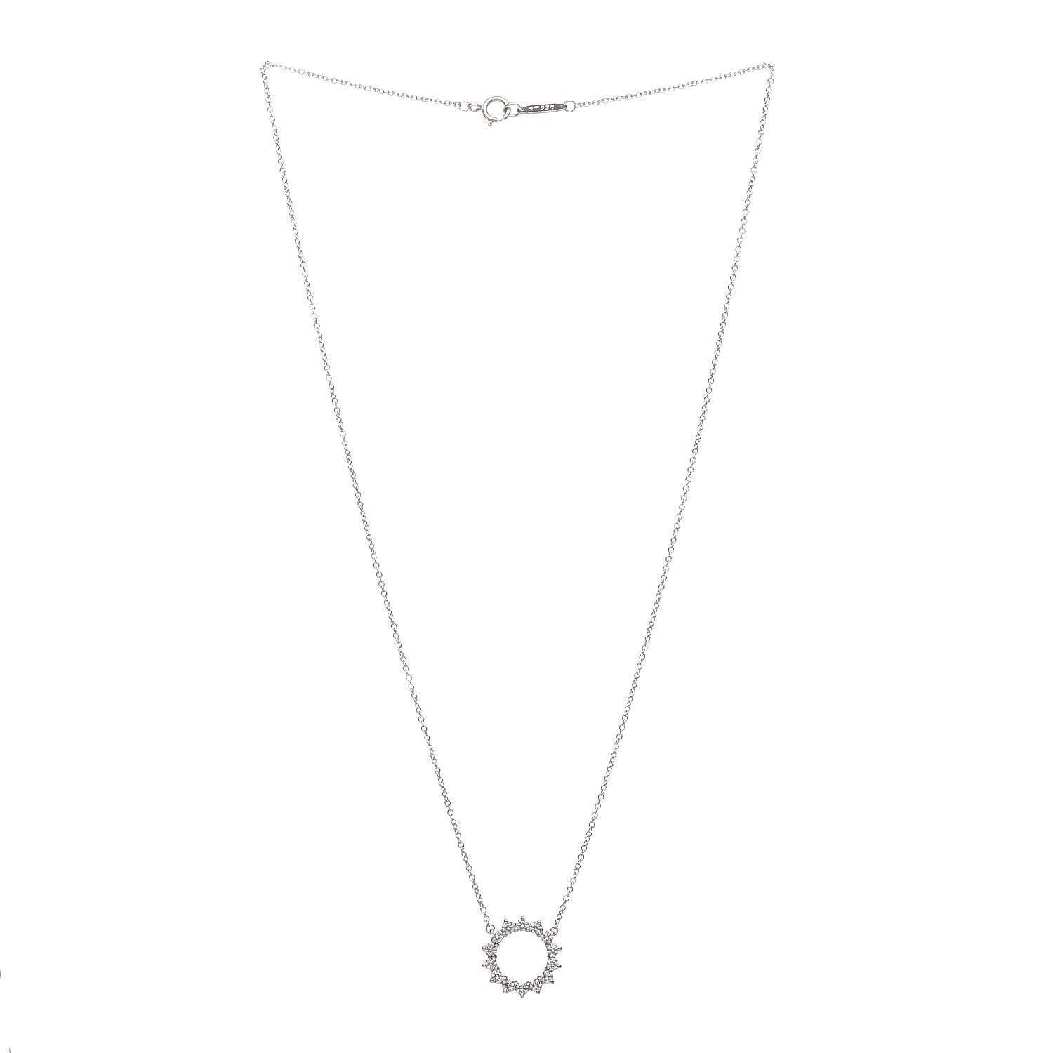 Tiffany Platinum Diamond Small Open Circle Pendant Necklace 3 of 6