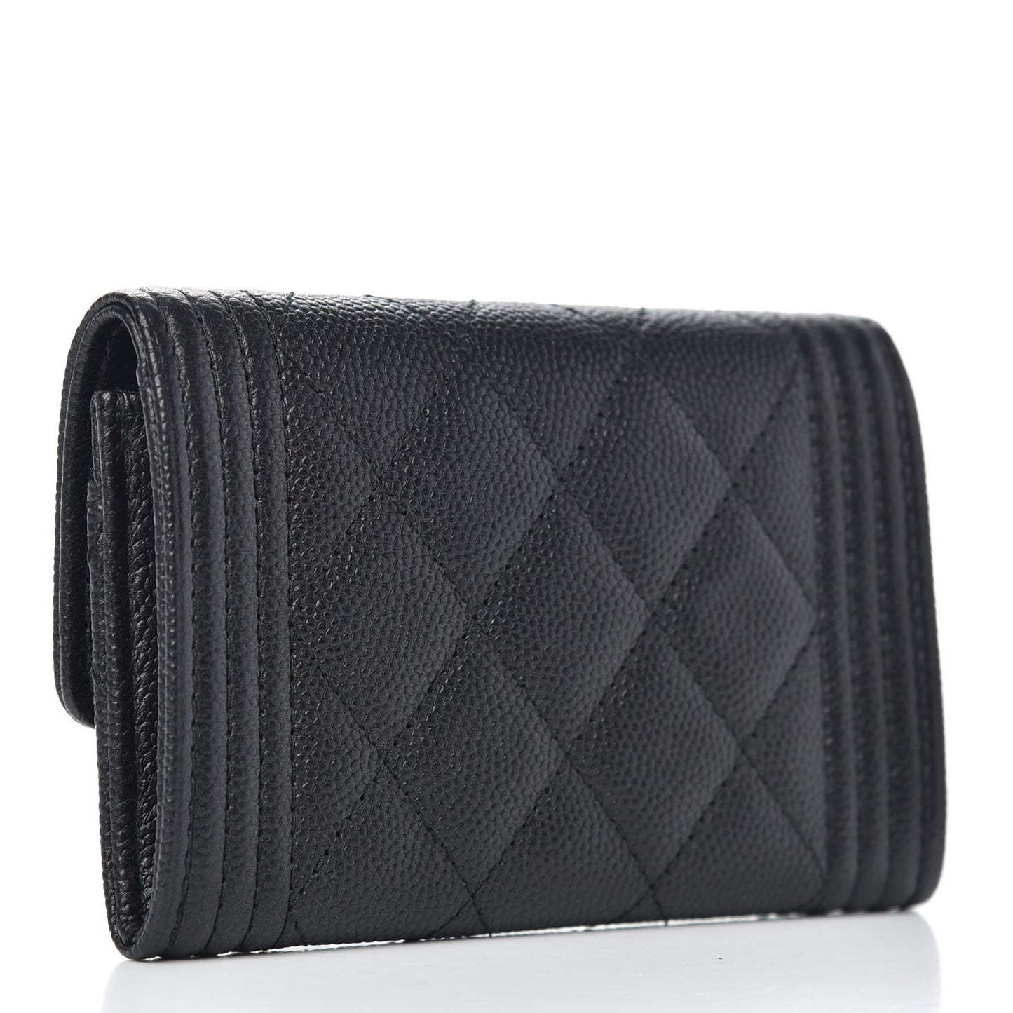 Caviar Quilted Boy Flap Card Holder So Black