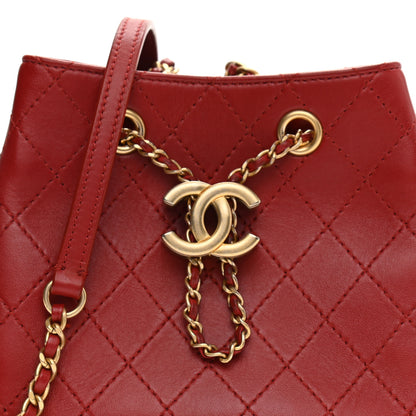 Chanel Calfskin Stitched Small Egyptian Amulet Drawstring Bag Red 7 of 10