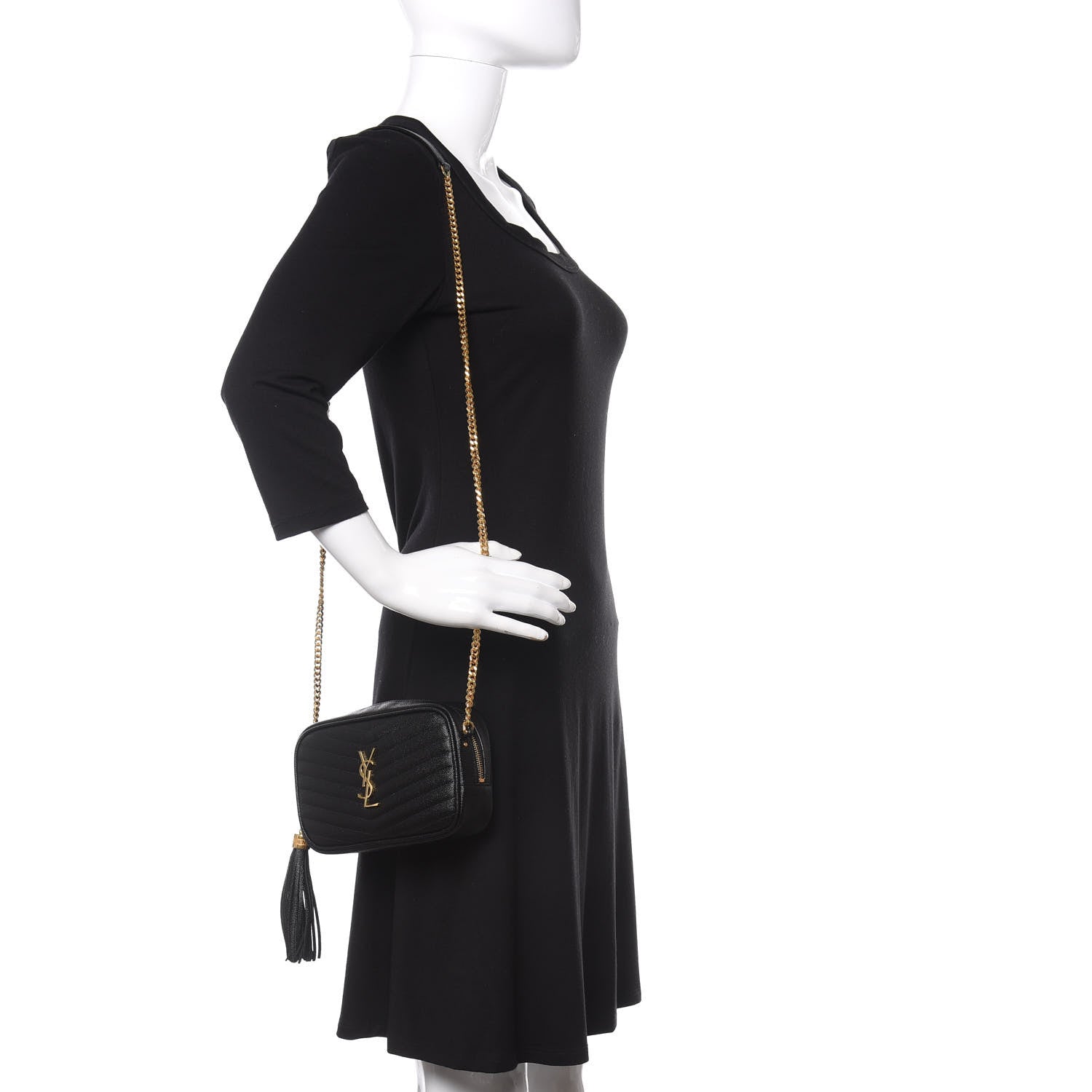 Saint Laurent Grain De Poudre Matelasse Monogram Mini Lou Camera Bag Black 2 of 10