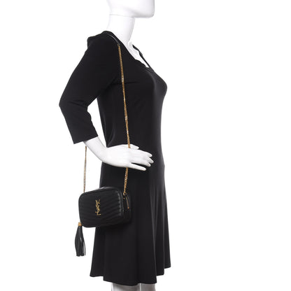 Saint Laurent Grain De Poudre Matelasse Monogram Mini Lou Camera Bag Black 2 of 10