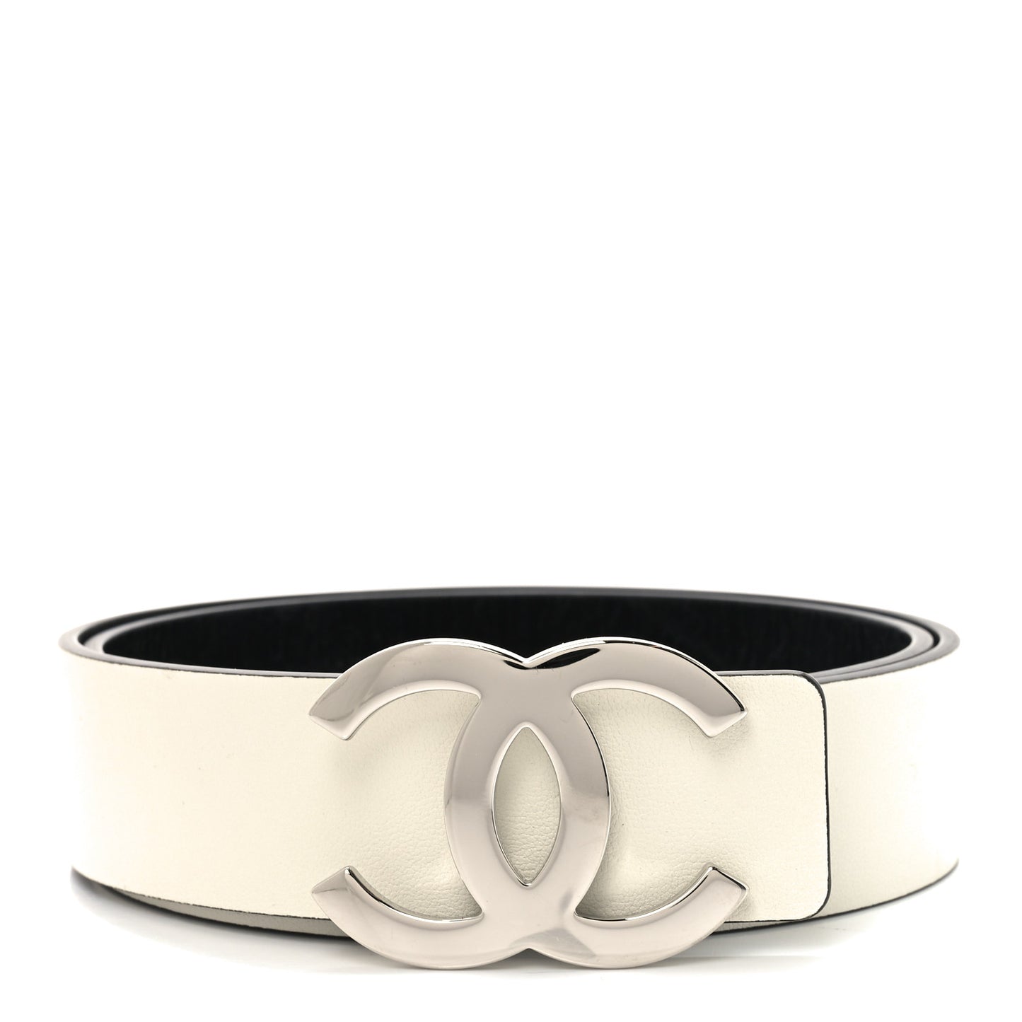 Patent Calfskin CC Reversible 80 32 Belt White Black