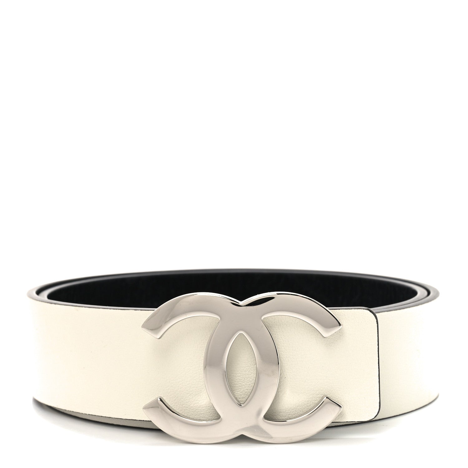 Chanel Patent Calfskin CC Reversible 80 32 Belt White Black 1 of 6