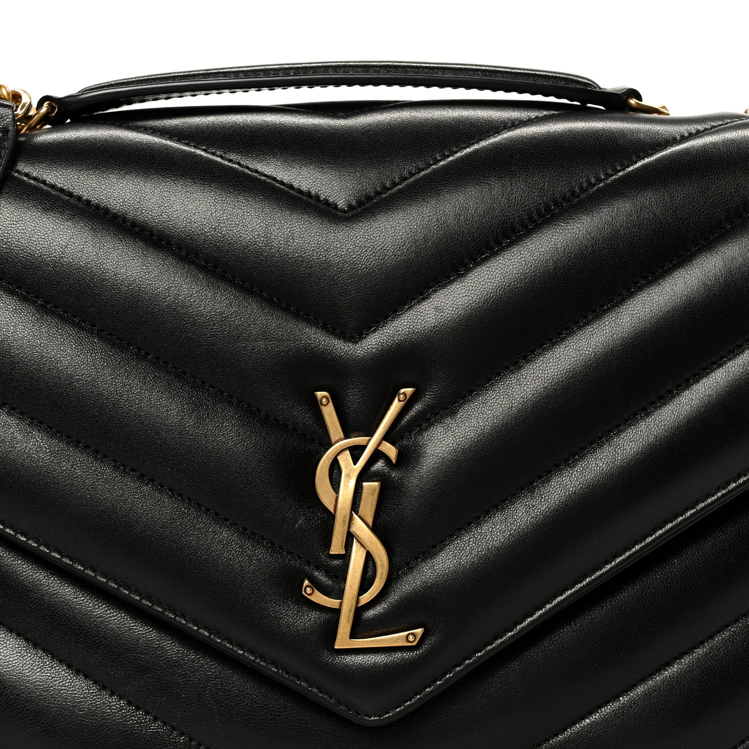 Saint Laurent Lambskin Chevron Quilted Large Loulou Black 12 of 15