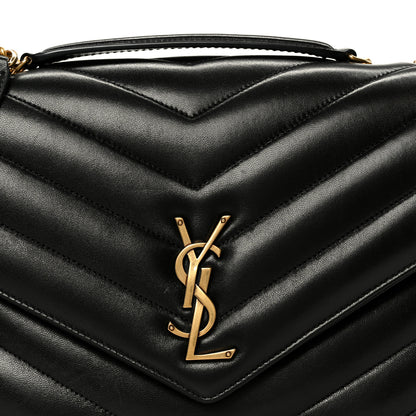 Saint Laurent Lambskin Chevron Quilted Large Loulou Black 12 of 15