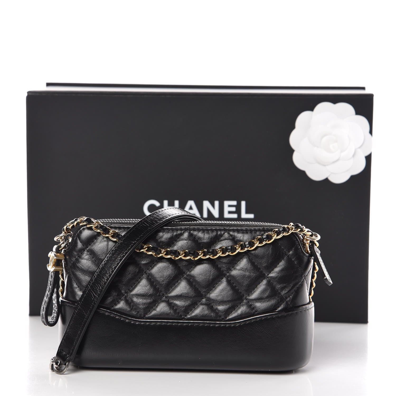 Chanel Aged Calfskin Quilted Small Gabrielle Clutch With Chain Black 14 of 14