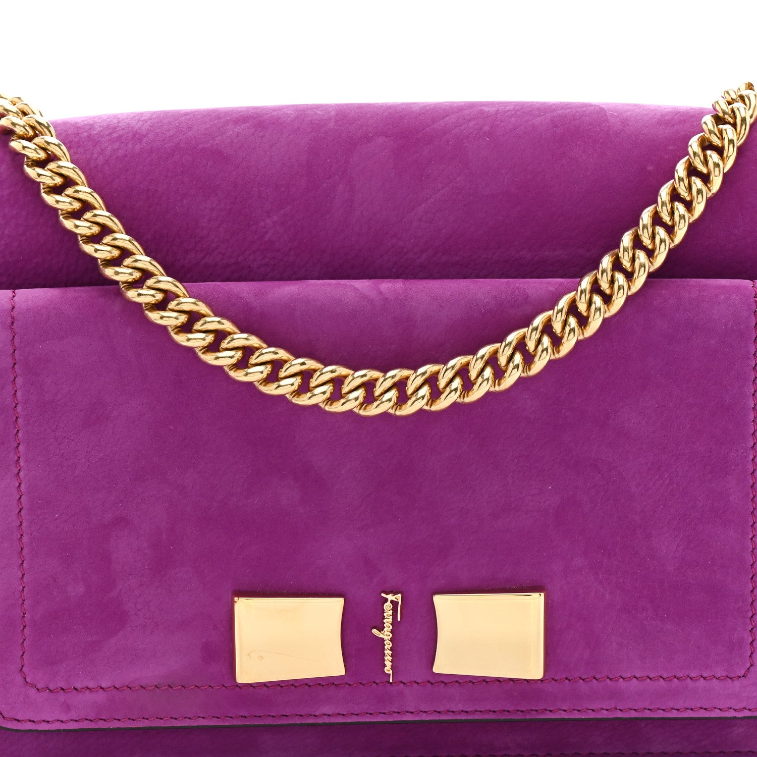 Salvatore Ferragamo Suede Ginevra Chain Bag Purple 1775505