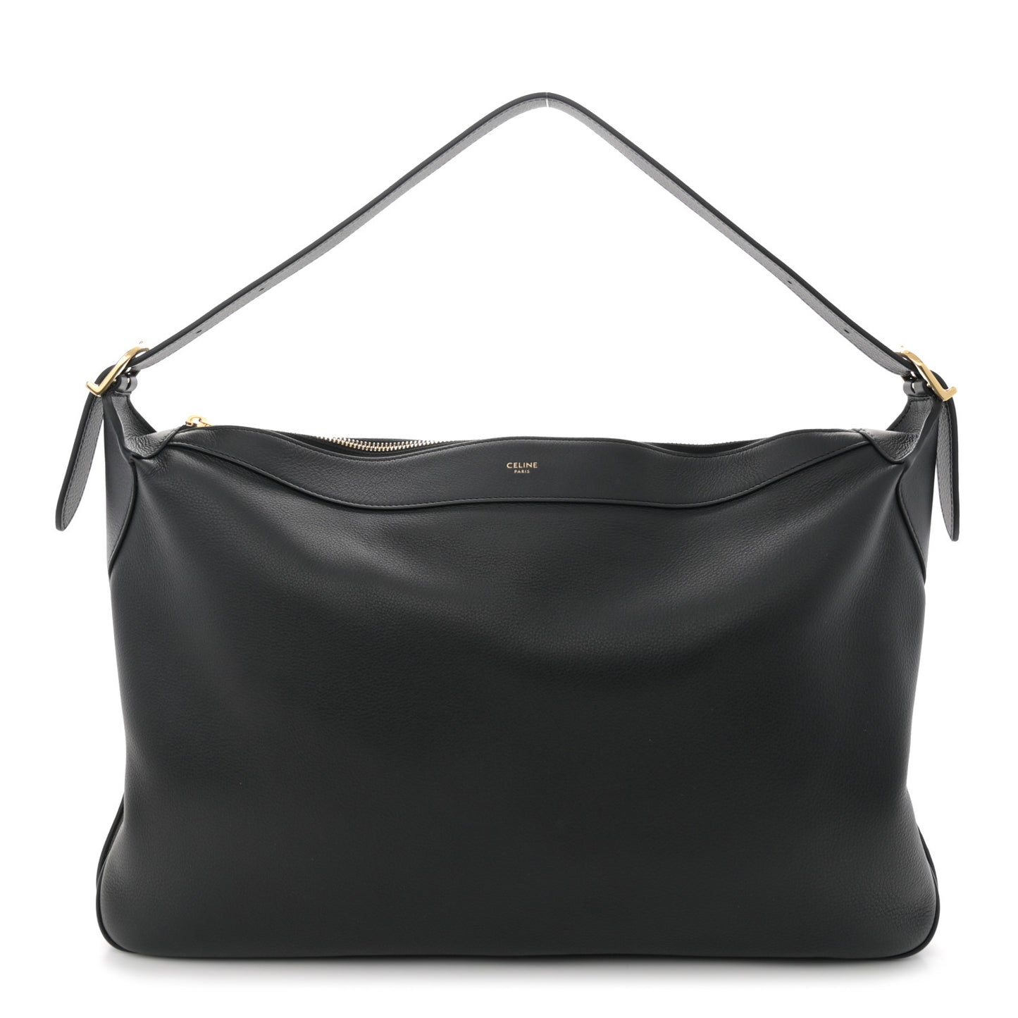 Supple Calfskin Large Romy Shoulder Bag Black