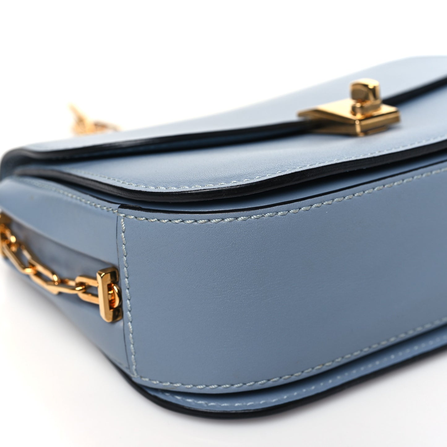 Vitello Chain Flap Bag Aqua