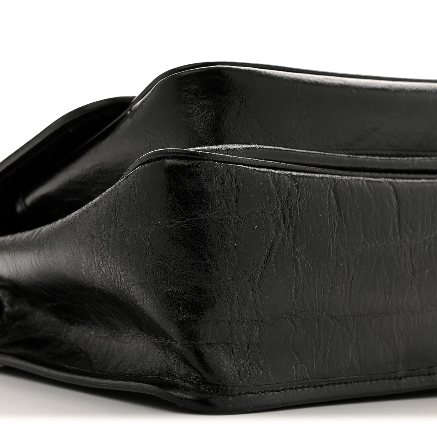 Crinkled Calfskin Monogram Medium Niki Chain Satchel Black