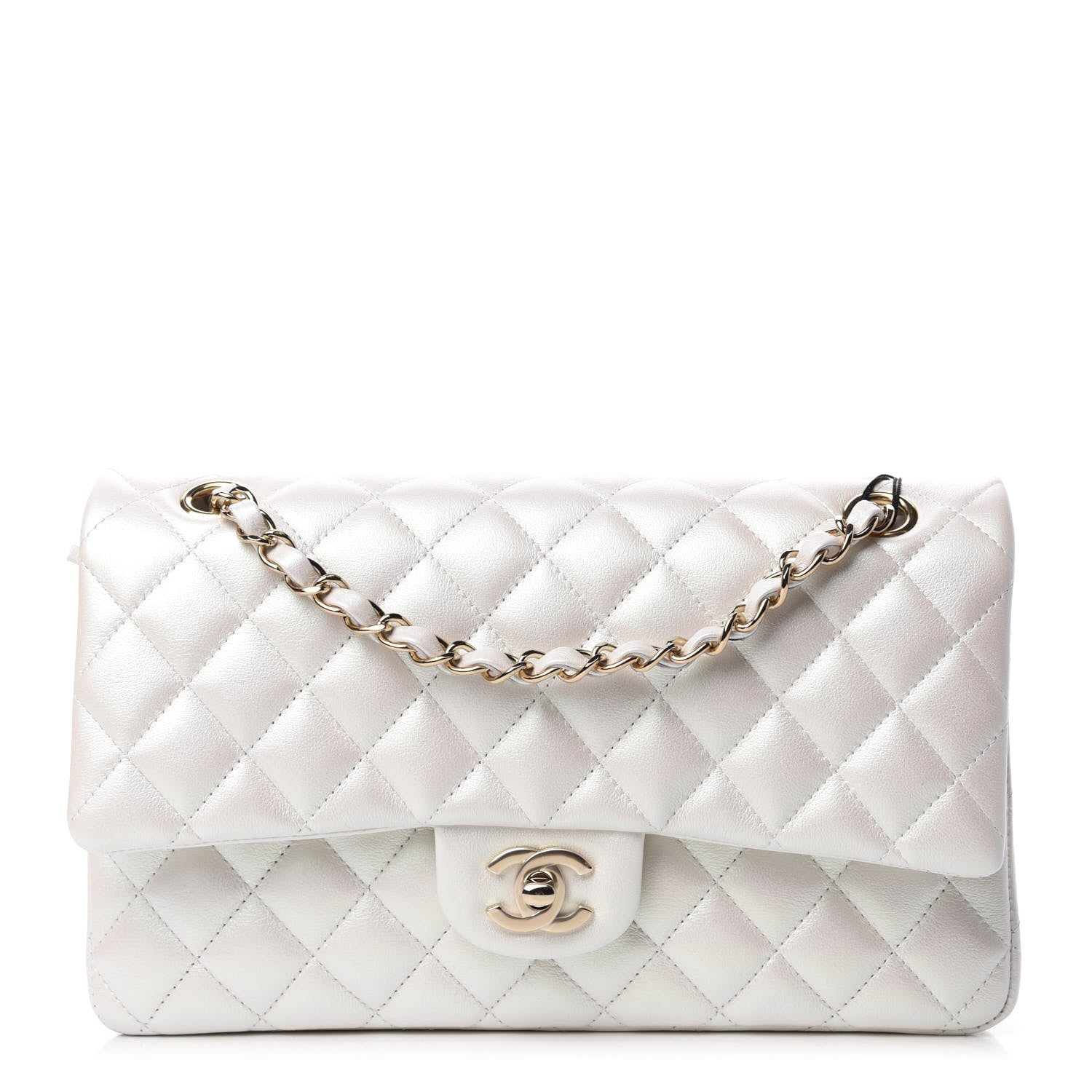 Chanel Iridescent Calfskin Quilted Medium Double Flap White 1 of 11