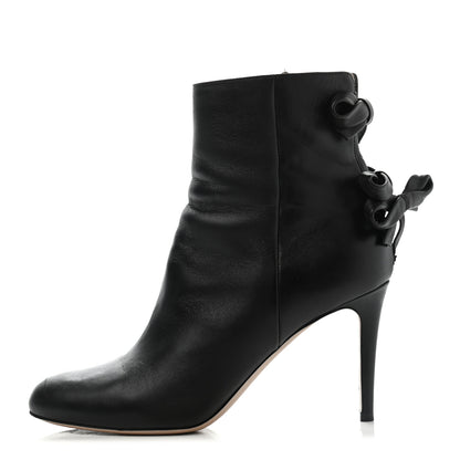 Valentino Garavani Calfskin Bow Back Ankle Boots 40 Black 1 of 12