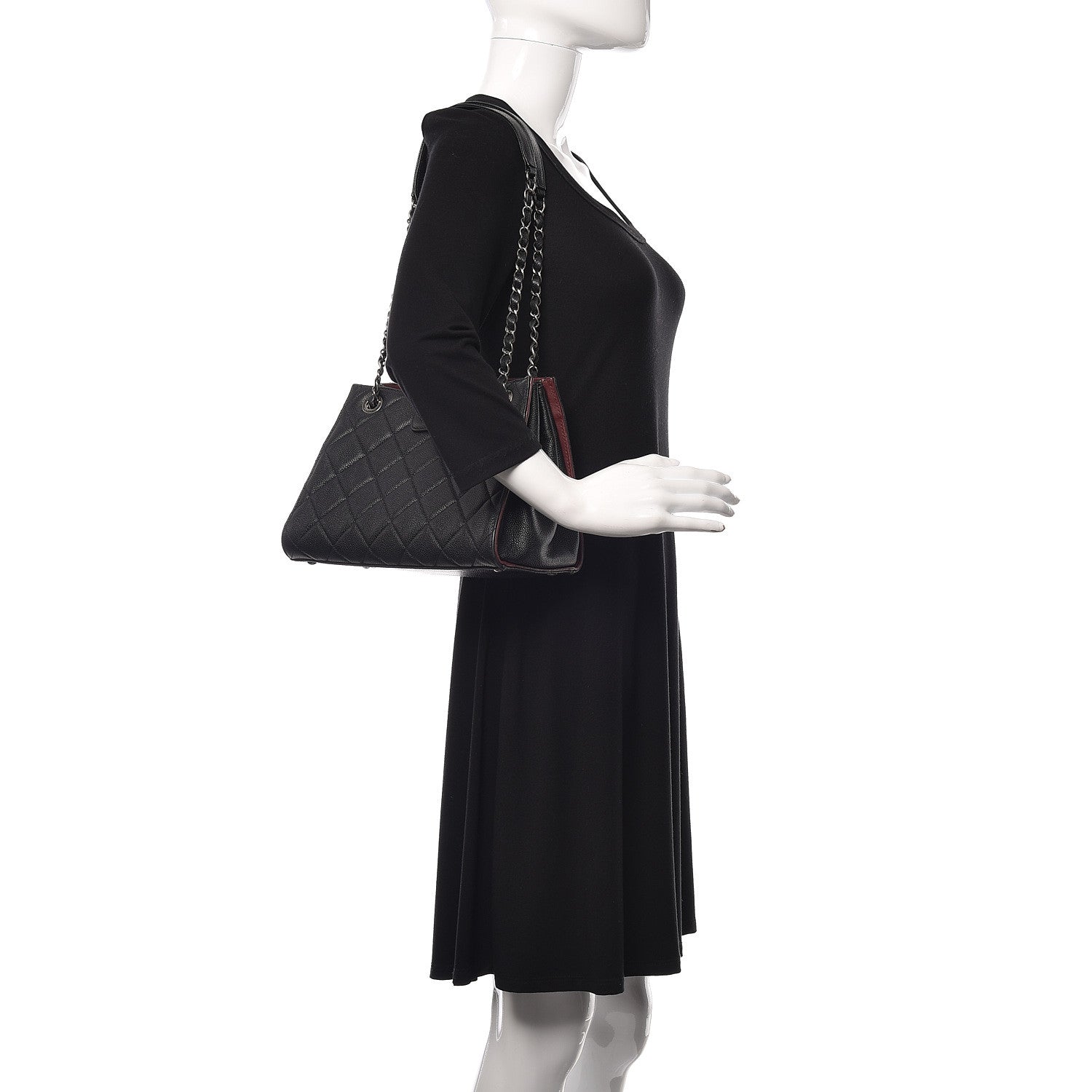 Chanel Caviar Quilted Medium CC Accordion Shopping Bag Black 2 of 13