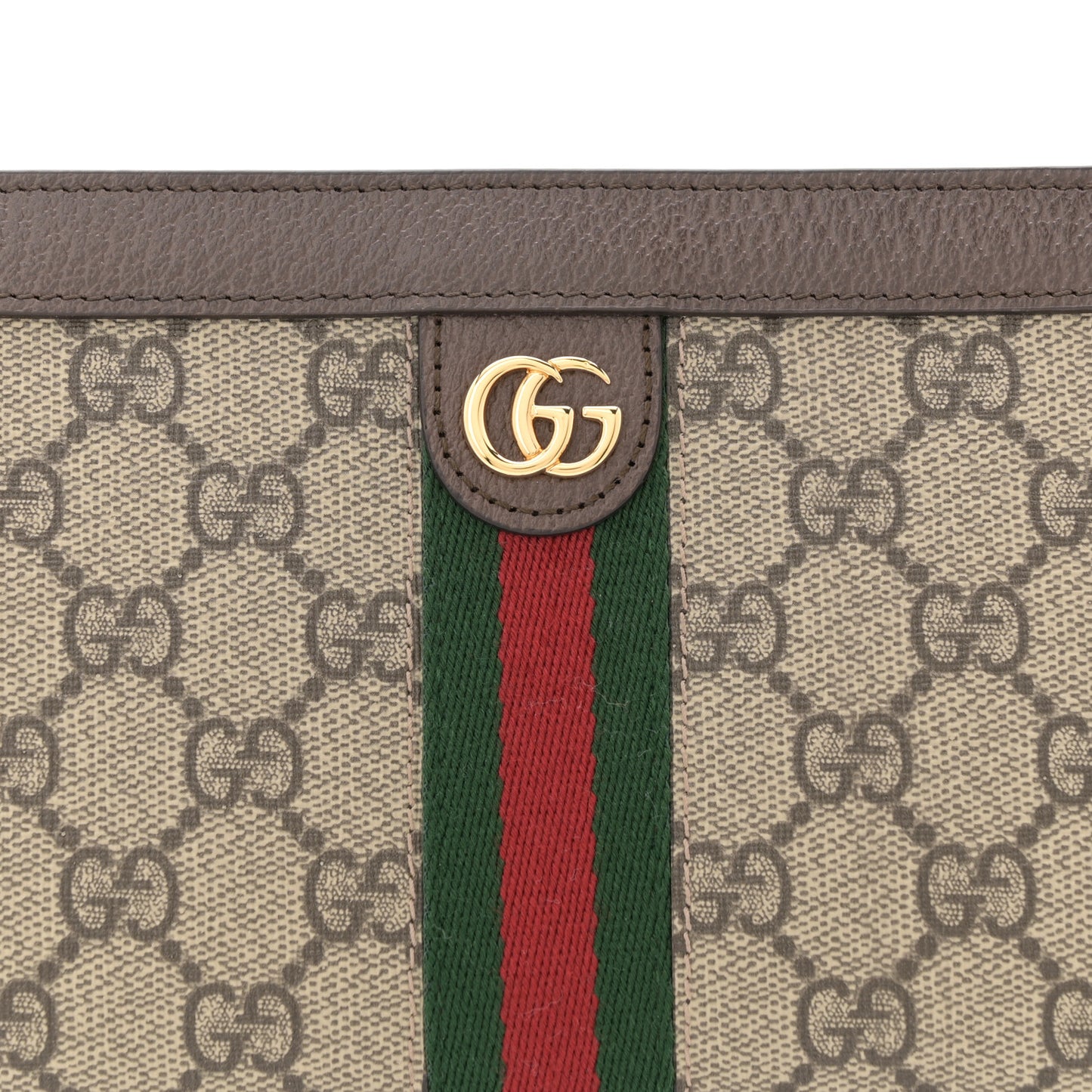GG Supreme Monogram Web Ophidia Wristlet Brown