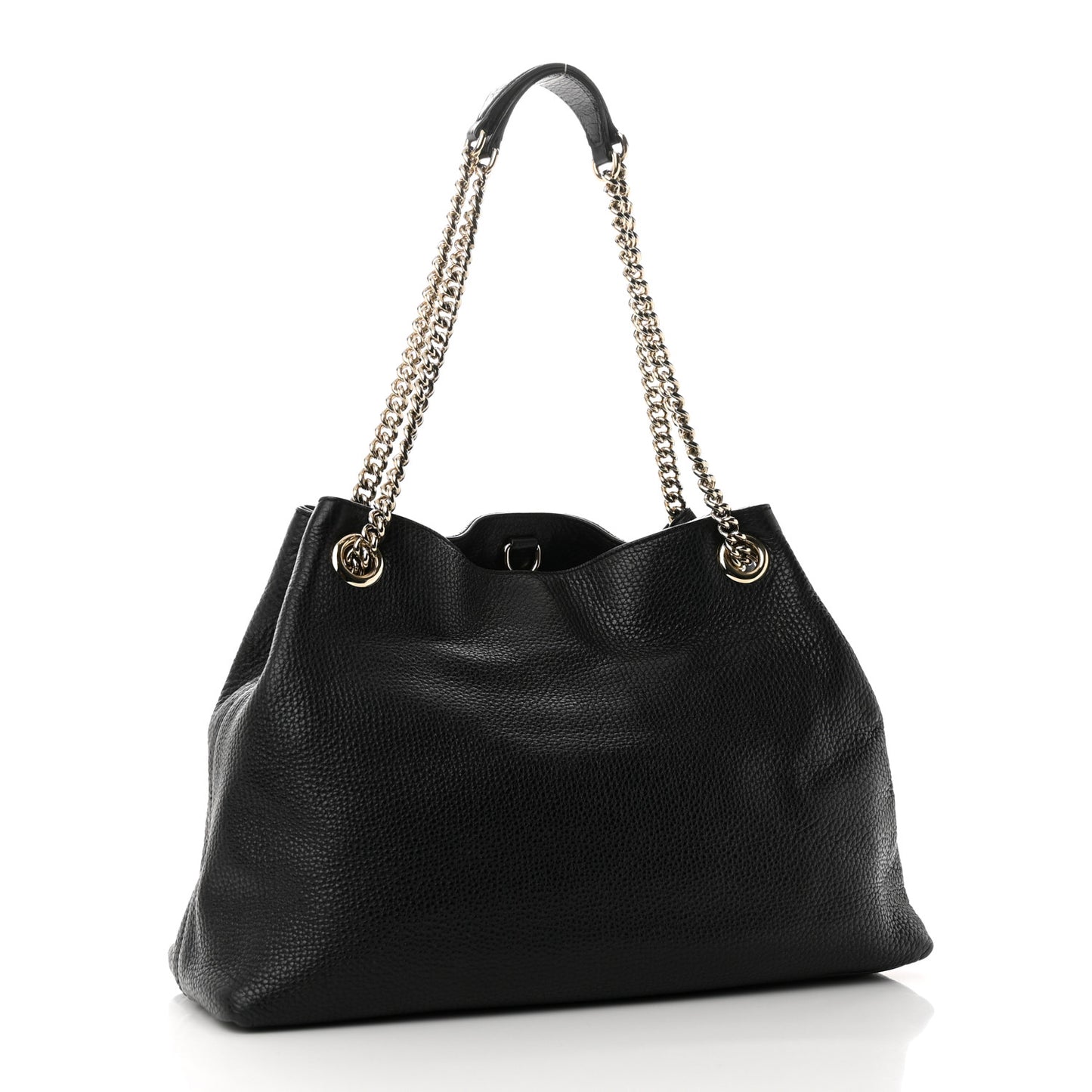 Pebbled Calfskin Medium Soho Chain Shoulder Bag Black
