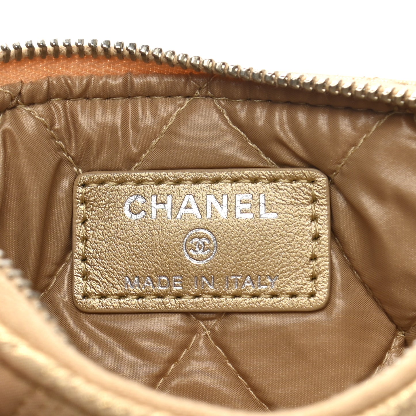 Metallic Lambskin Star Embossed Coin Purse Case Gold