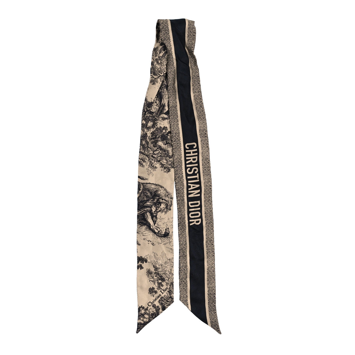Christian Dior Silk Toile De Jouy Mitzah Scarf Blue 2 of 3