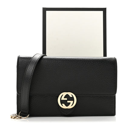 Gucci Dollar Calfskin Interlocking G Chain Wallet Black 11 of 11