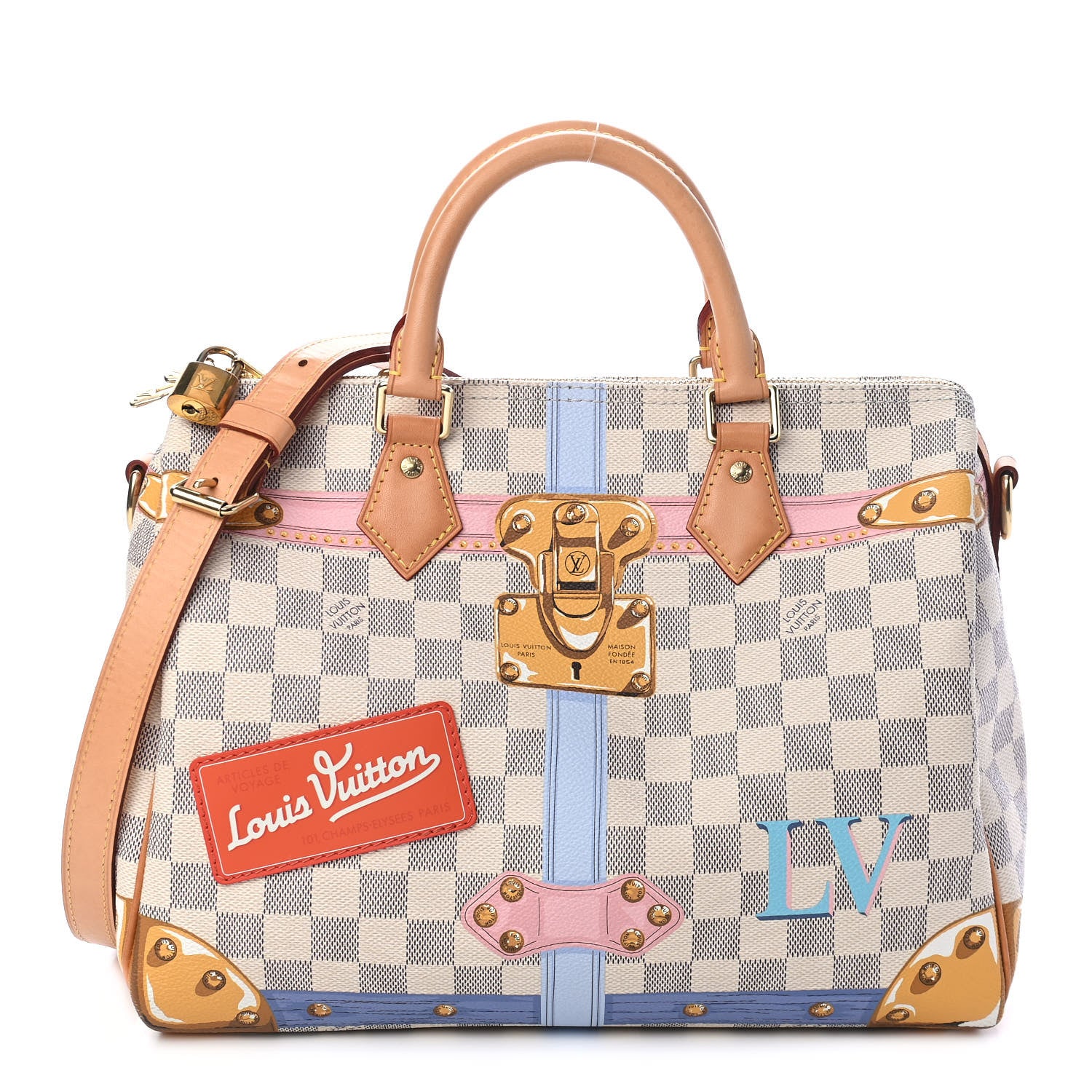 Louis Vuitton Damier Azur Summer Trunks Speedy Bandouliere 30 1 of 9