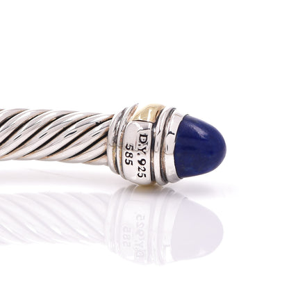 David Yurman Sterling Silver 14K Yellow Gold Lapis Lazuli 5mm Cable Classics Bracelet 5 of 5