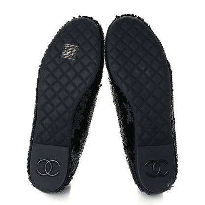 Chanel Sequin CC Loafers 37.5 Black 7 of 11