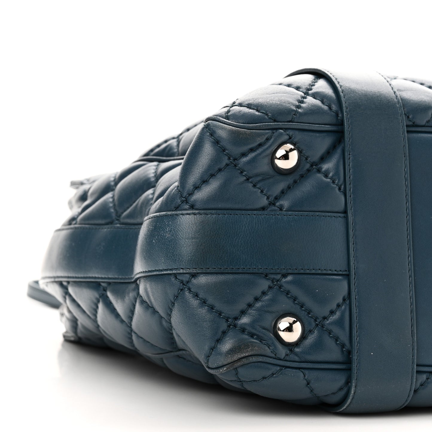 Lambskin Quilted Easy Carry Shopping Tote Blue