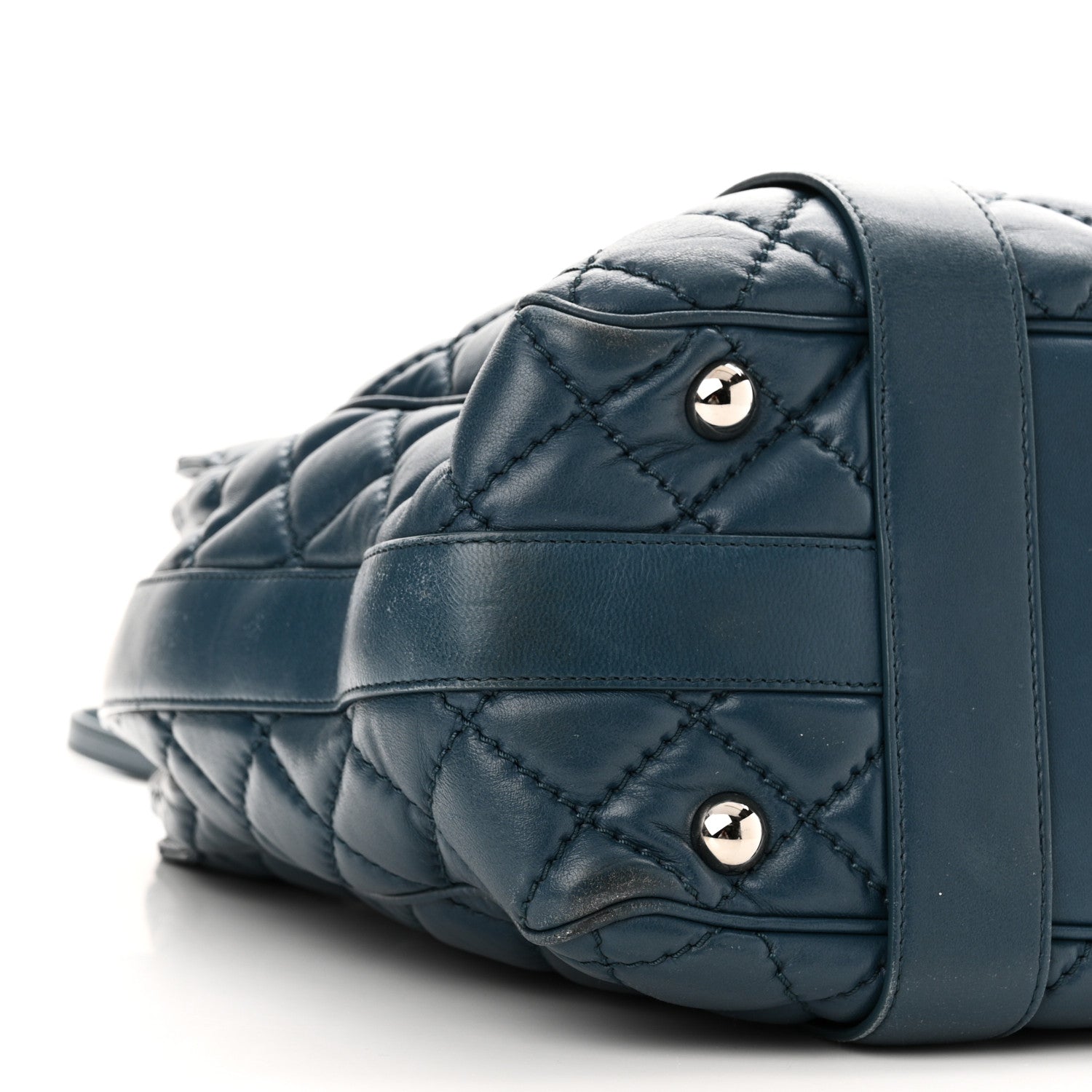 Chanel Lambskin Quilted Easy Carry Shopping Tote Blue 9 of 13