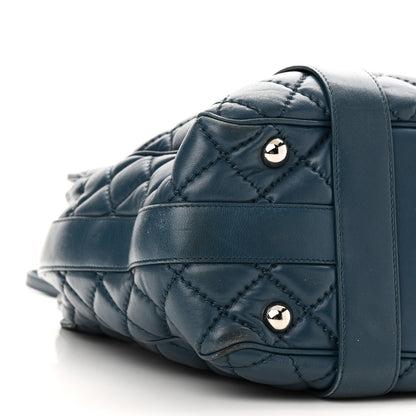 Chanel Lambskin Quilted Easy Carry Shopping Tote Blue 9 of 13